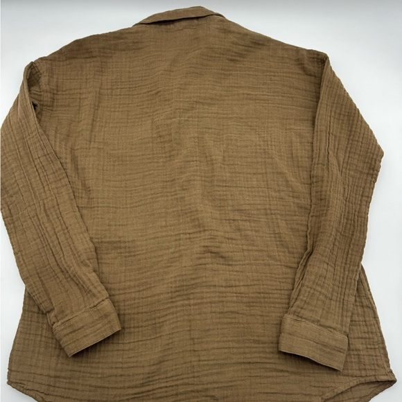 Eileen Fisher Women's Brown Gauzy Button Down Shirt, XS - Picture 2 of 7